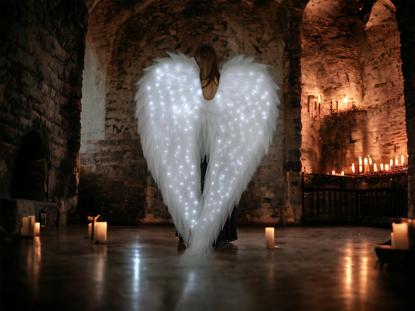 Déguisement Led Ailes d'Ange Blanc "Marque Bogacci"