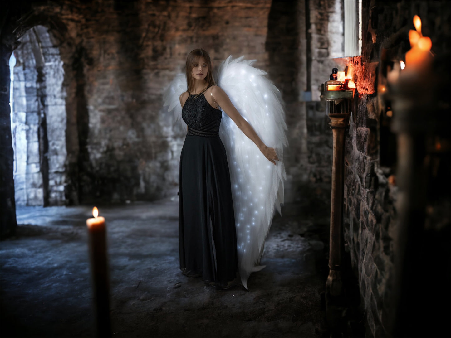 Déguisement Led Ailes d'Ange Blanc "Marque Bogacci"