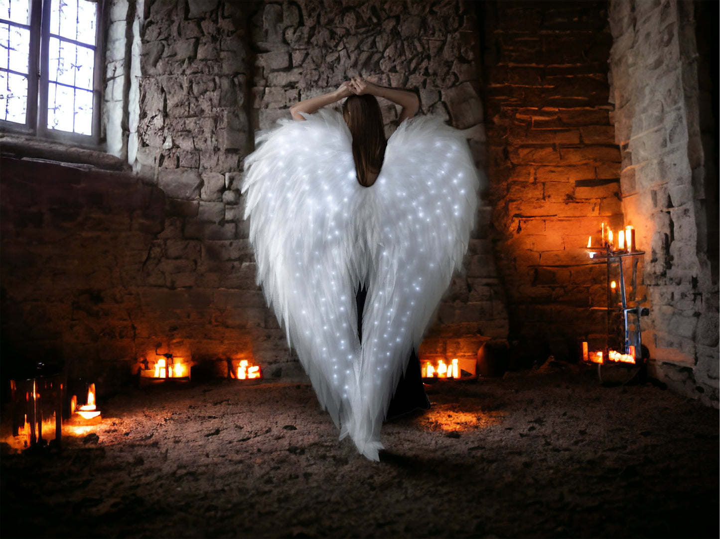 Déguisement Led Ailes d'Ange Blanc "Marque Bogacci"