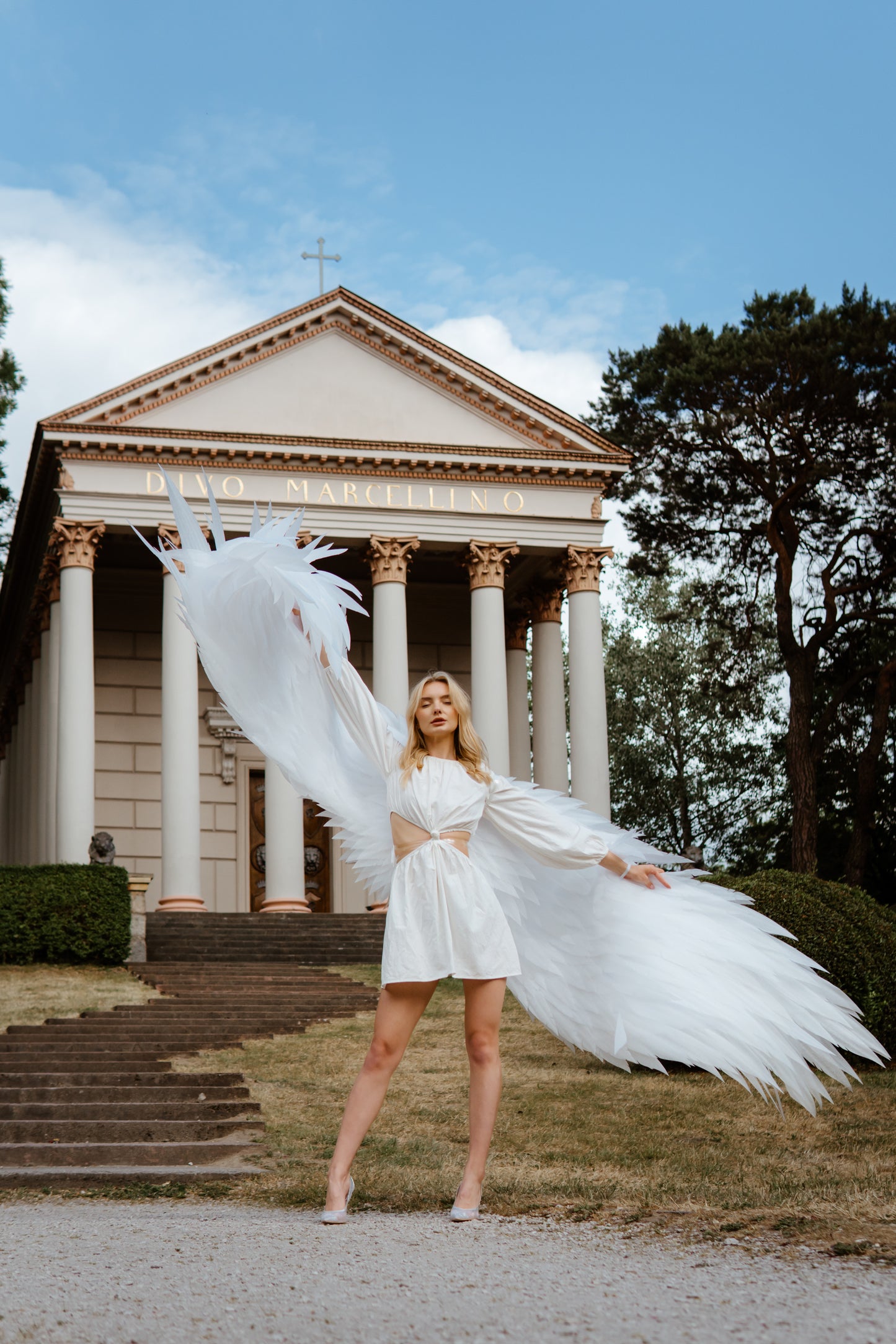 White Angel wings costume for photo shoot "Bogacci brand"