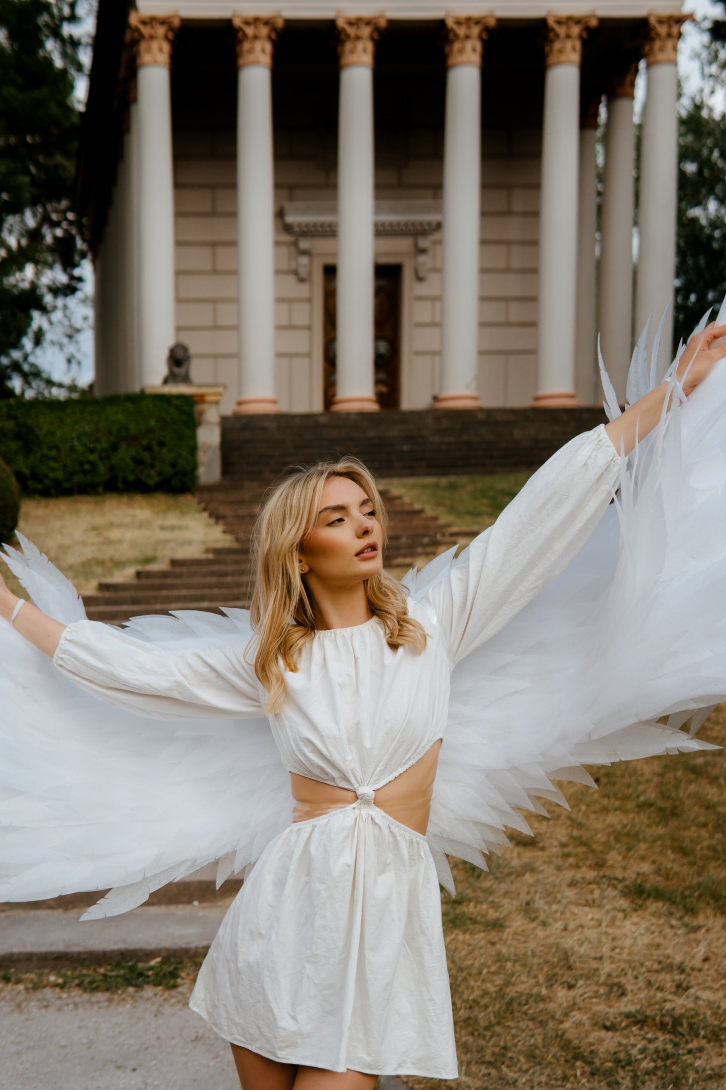 White Angel wings costume for photo shoot "Bogacci brand"