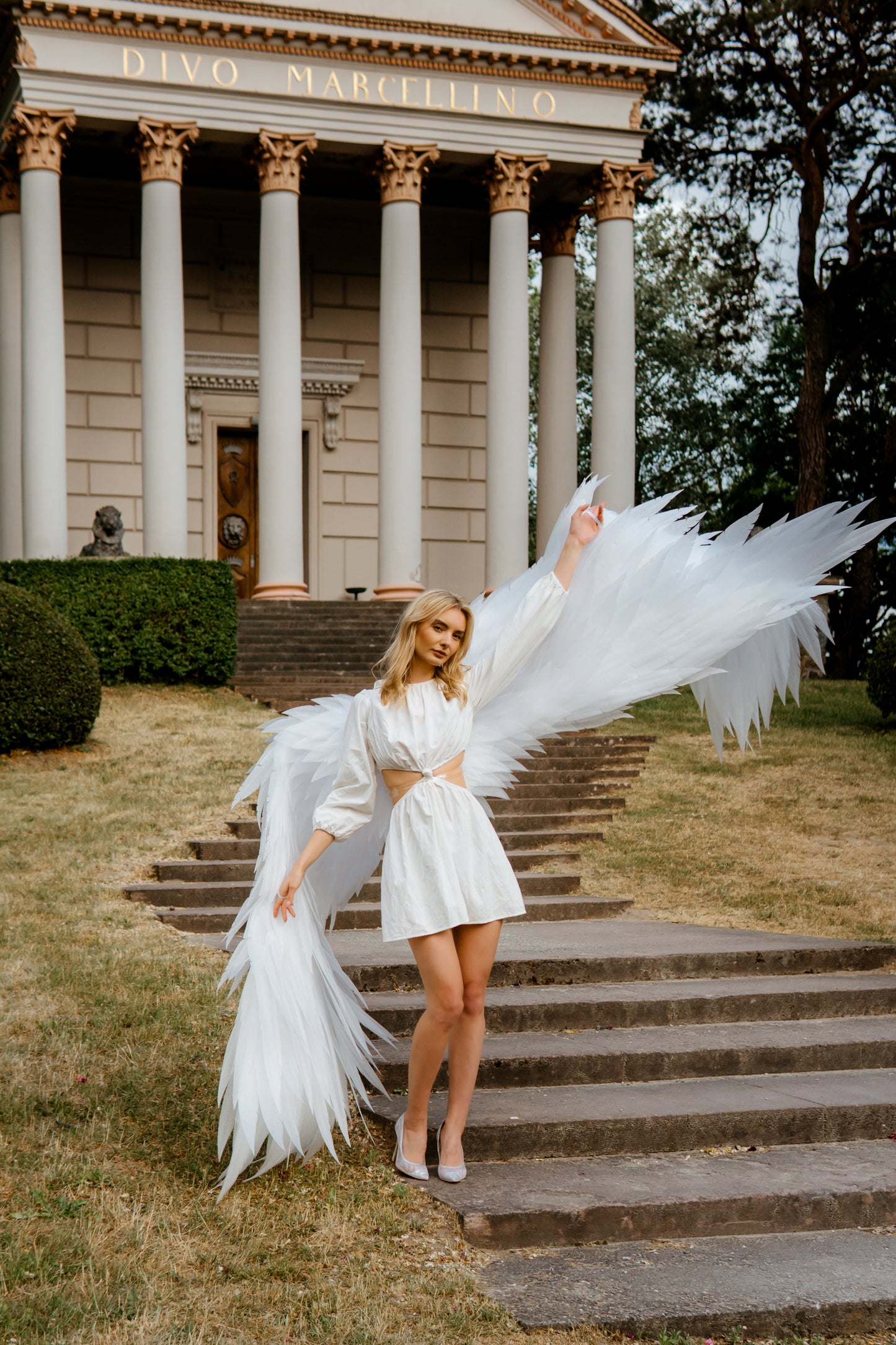 White Angel wings costume for photo shoot "Bogacci brand"