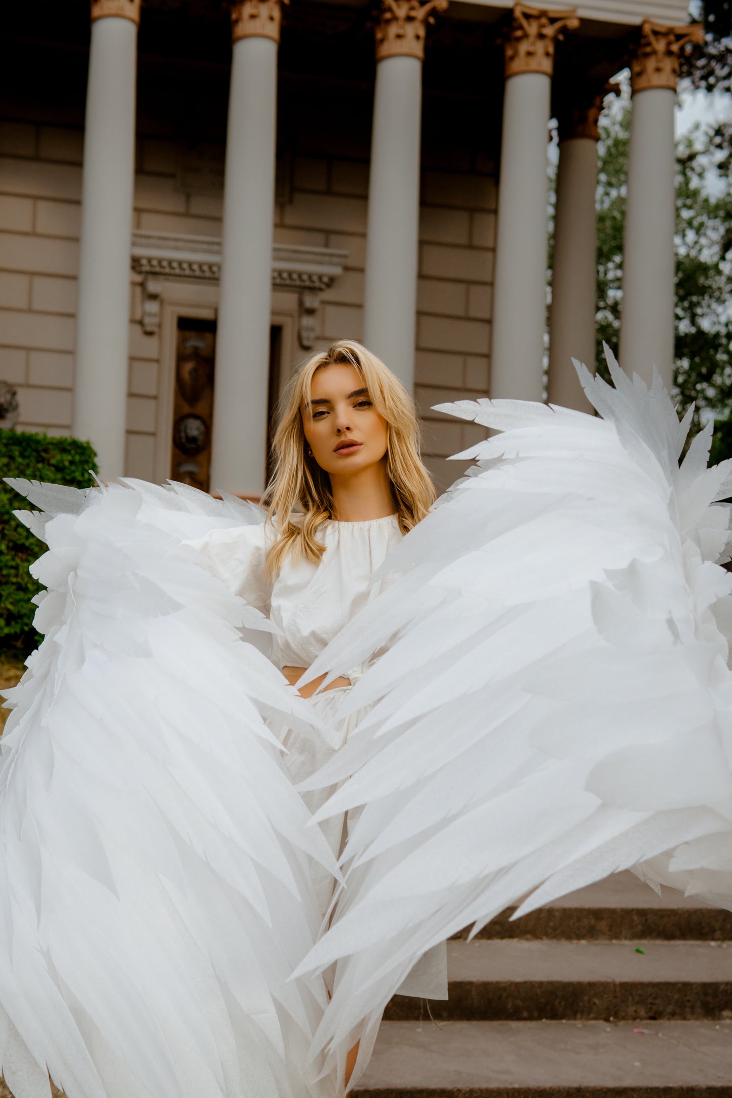 White Angel wings costume for photo shoot "Bogacci brand"