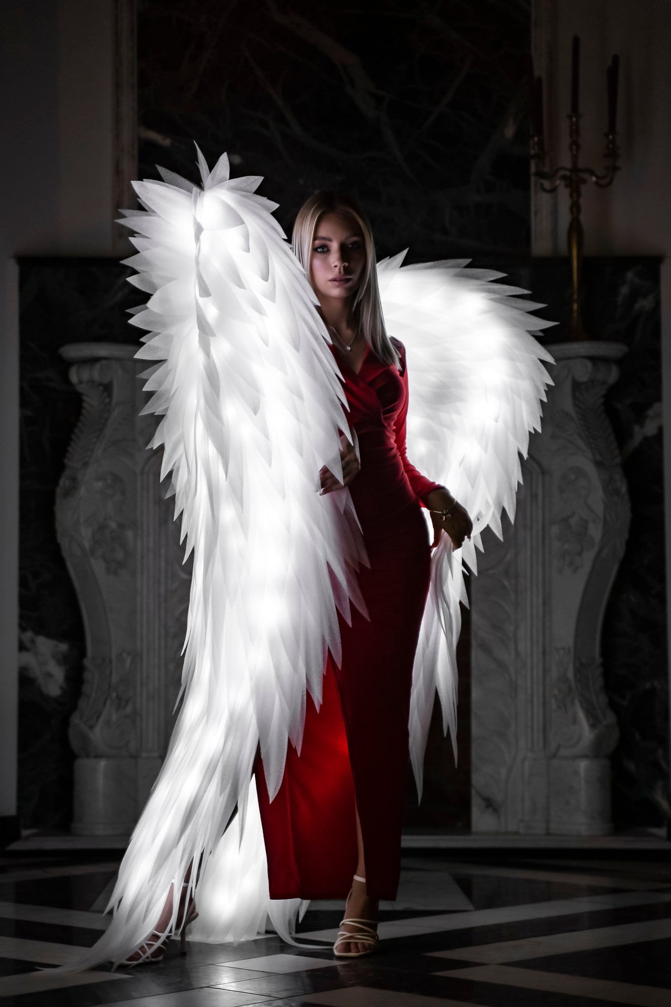 Déguisement Led Ailes d'Ange Blanc "Marque Bogacci"