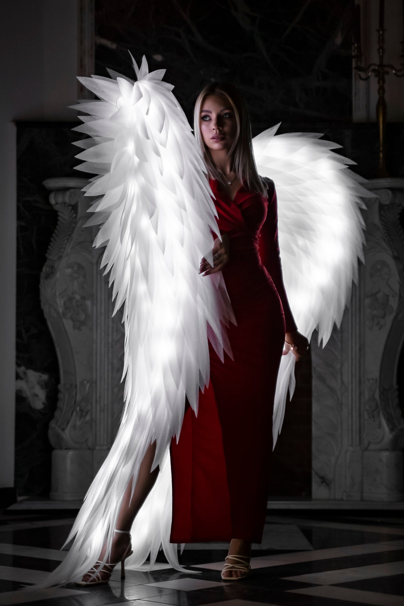 Déguisement Led Ailes d'Ange Blanc "Marque Bogacci"